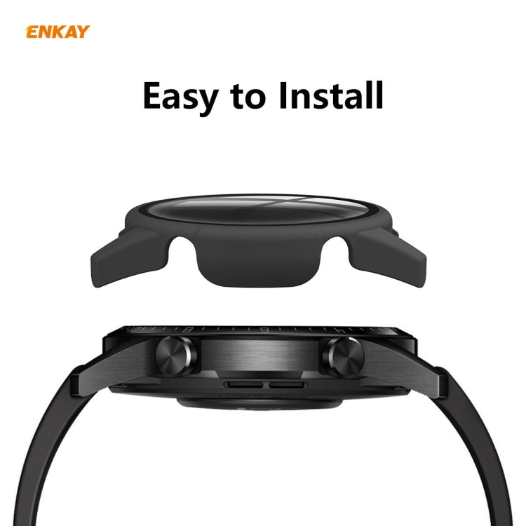 For Huawei Watch GT 2 46mm ENKAY Hat-Prince ENK-AC8202 Full Coverage PC Frosted Case + 9H Tempered Glass Protector