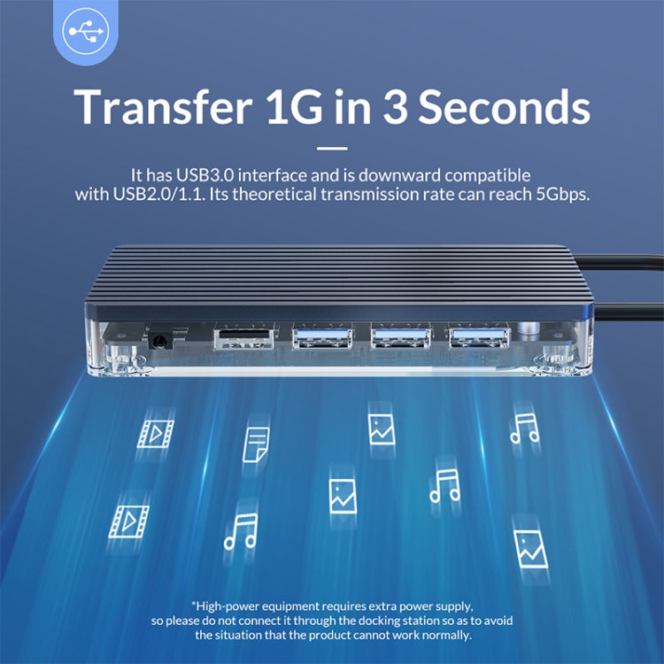 ORICO WB-8P 8-in-1 Type-C Transparent HUB, WB-8P