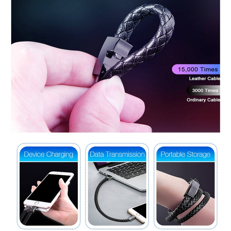 XJ-28 3A USB to 8 Pin Creative Bracelet Data Cable, Cable Length: 22.5cm(Brown)
