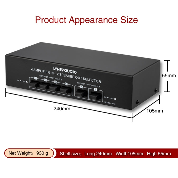 4 Input 2 Output Power Amplifier And Speaker Switcher Speaker Switch Splitter Comparator 300W Per Channel Without Loss Of Sound Quality, 4 In 2 Out