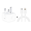 A2344 20W PD 3.0 Type-C / USB-C Folding Travel Charger + USB-C / Type-C to 8 Pin Fast Charging Data Cable Set, UK Plug, Length: 2m, 20W 8 Pin Length: 2m