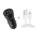 P21 PD 20W USB-C / Type-C + QC3.0 18W USB Fast Car Charger with USB to 8 Pin Data Cable Set(Black)