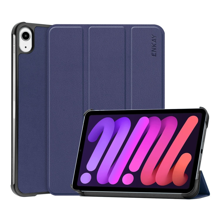 ENKAY Custer Texture Horizontal Flip PU+PC Leather Case with Three-folding Holder & Sleep / Wake-up Function for iPad mini 2024 / mini 6, For iPad mini 6 2021