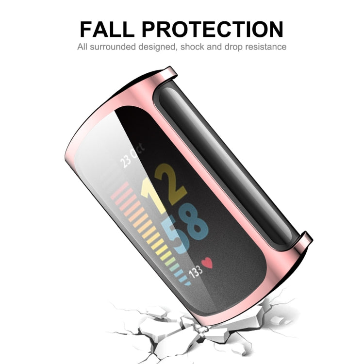 For Fitbit Charge 5/ Charge 6 ENKAY Hat-Prince Full Coverage Electroplated Soft TPU Case Scratch Resistant Cover