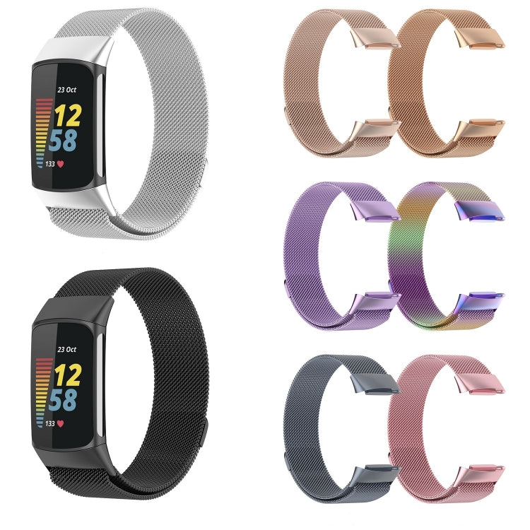 Milano Magnetic Metal Watch Band for Fitbit Charge 5(Champagne Gold)