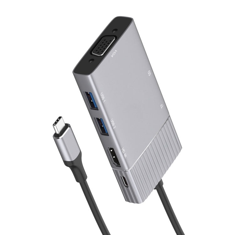 8 in 1 Type-C to HDMI + Type-C + USB x 2 + VGA + SD + TF + 3.5mm HUB Adapter