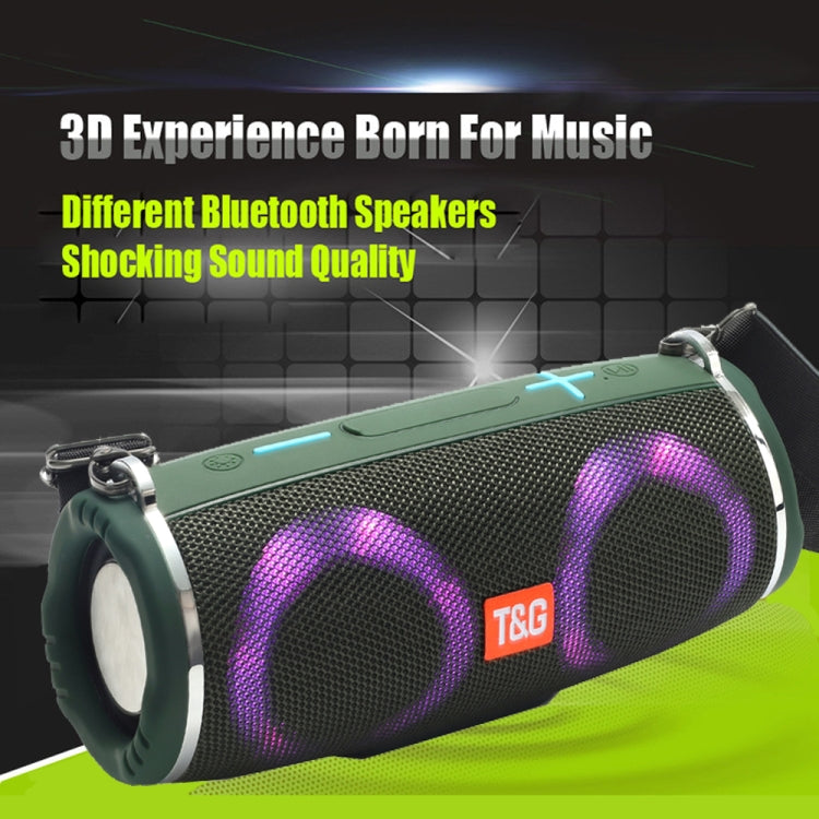 T&G TG642 RGB Light Waterproof  Portable Bluetooth Speaker Support FM / TF Card(Green)