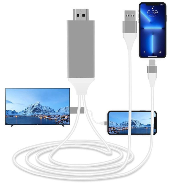 USB 3.1 Type-C to HDMI MHL 4K HD Video Digital Converter Cord for Android Phone to Monitor Projector TV(White)