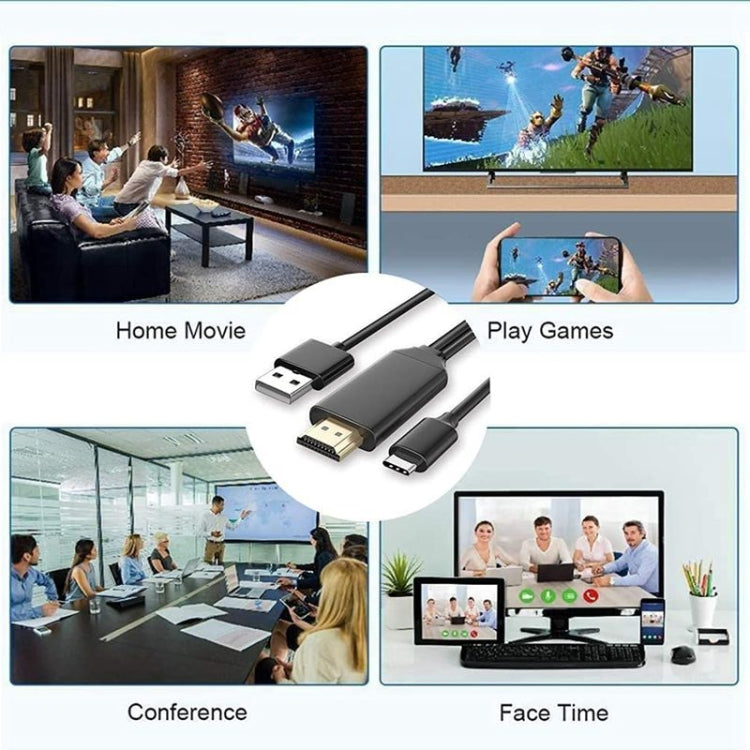 USB 3.1 Type-C to HDMI MHL 4K HD Video Digital Converter Cord for Android Phone to Monitor Projector TV(Red)