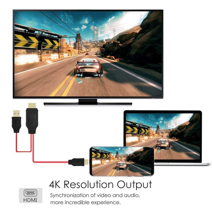 USB 3.1 Type-C to HDMI MHL 4K HD Video Digital Converter Cord for Android Phone to Monitor Projector TV(Red)