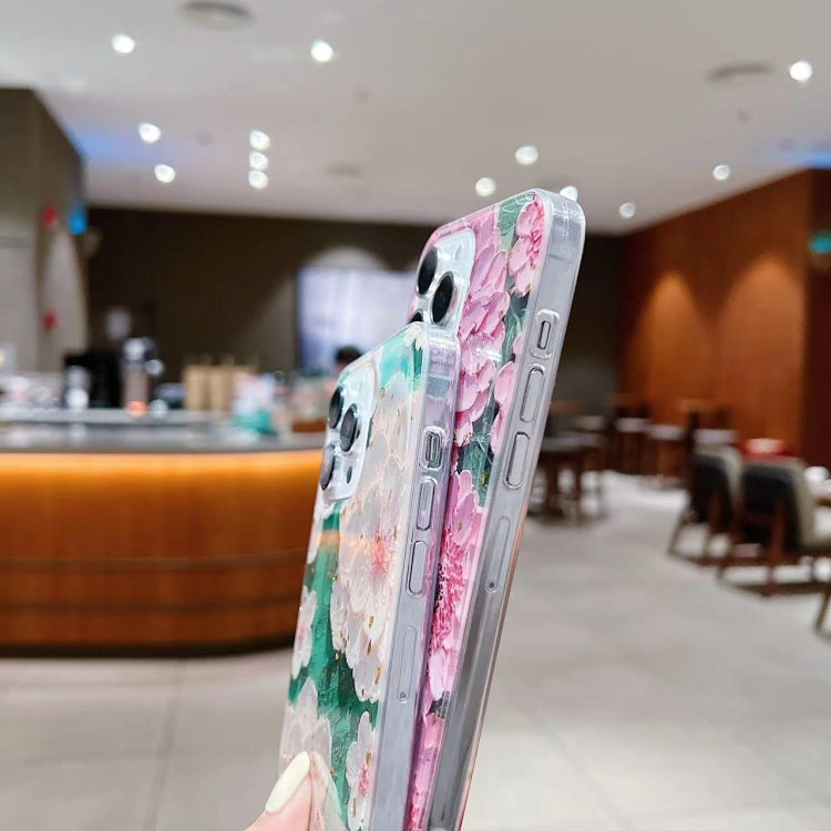 Gold Foil Oil Painting Epoxy TPU Phone Case, For iPhone 14 Pro Max, For iPhone 14 Plus, For iPhone 14 Pro, For iPhone 14