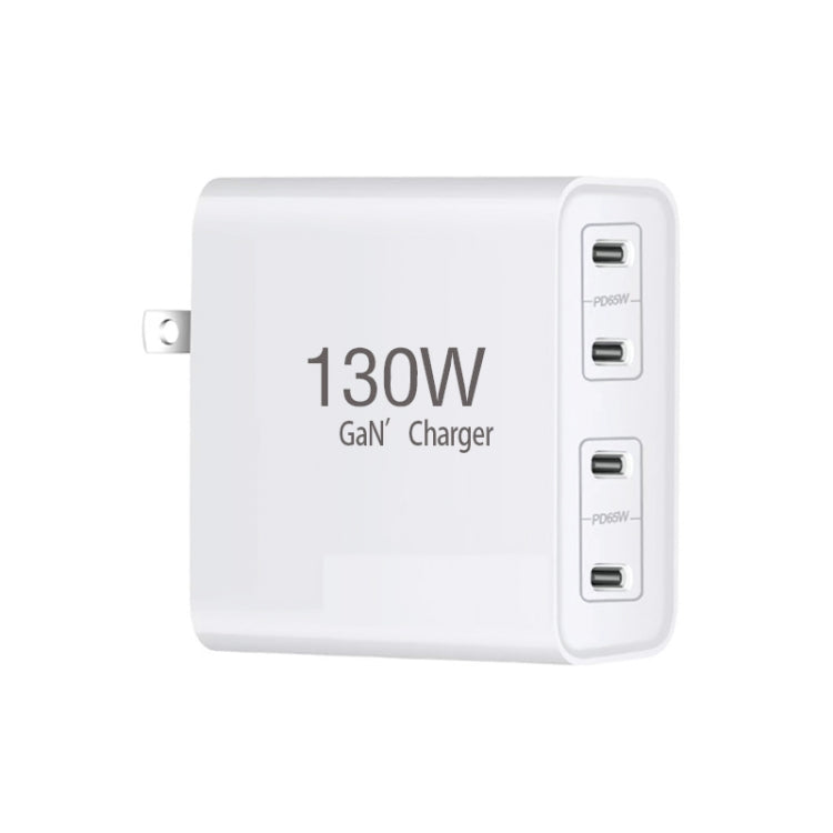 GaN130W 4-Port USB-C PD65W / PD30W Multi Port Type-C Charger for Notebook Series, US Plug, EU / US Plug, UK / US Plug, AU / US Plug, EU / UK / US Plug, EU / UK / AU / US Plug