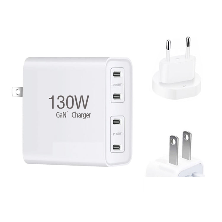 GaN130W 4-Port USB-C PD65W / PD30W Multi Port Type-C Charger for Notebook Series, US Plug, EU / US Plug, UK / US Plug, AU / US Plug, EU / UK / US Plug, EU / UK / AU / US Plug
