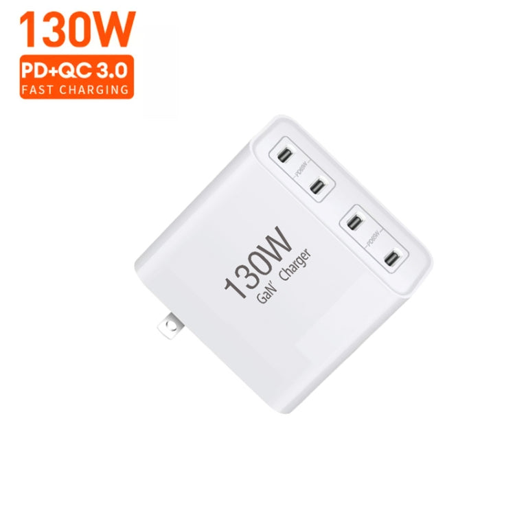 GaN130W 4-Port USB-C PD65W / PD30W Multi Port Type-C Charger for Notebook Series, EU / UK / AU / US Plug