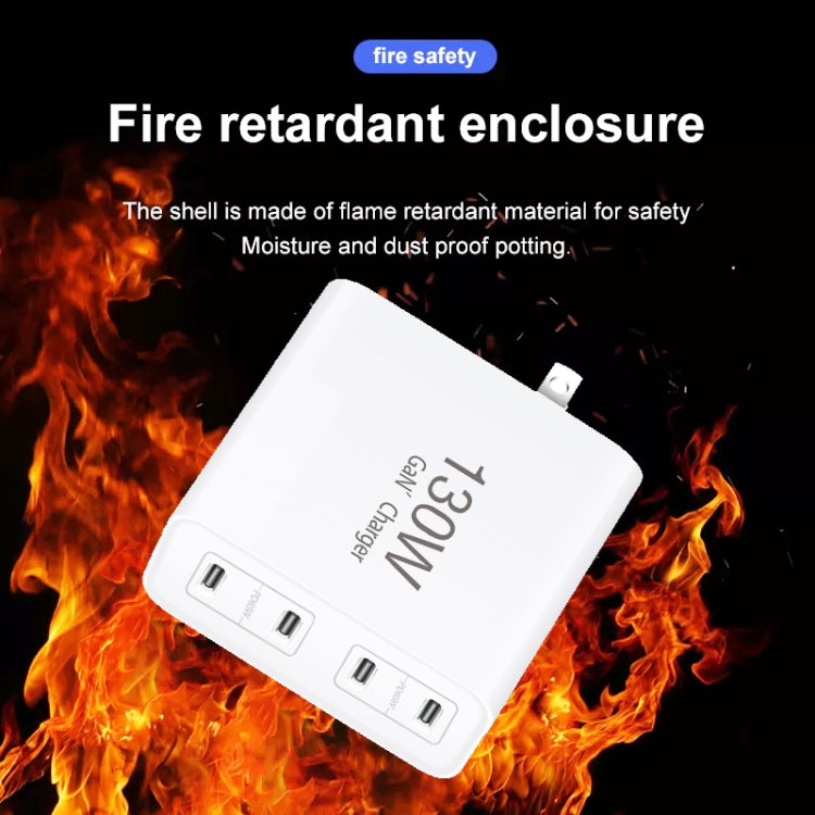 GaN130W 4-Port USB-C PD65W / PD30W Multi Port Type-C Charger for Notebook Series, EU / UK / AU / US Plug