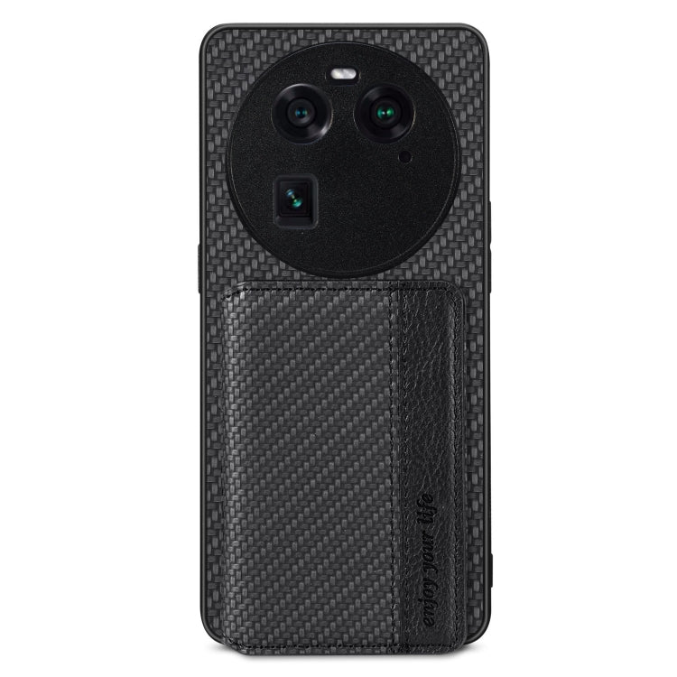 Carbon Fiber Magnetic Card Bag Phone Case, For OPPO Find X6, For OPPO Reno5 5G, For OPPO Reno7 5G, For OPPO Reno8 T 4G