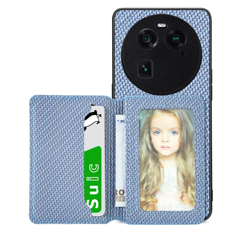 Carbon Fiber Magnetic Card Bag Phone Case, For OPPO Find X6, For OPPO Reno5 5G, For OPPO Reno7 5G, For OPPO Reno8 T 4G
