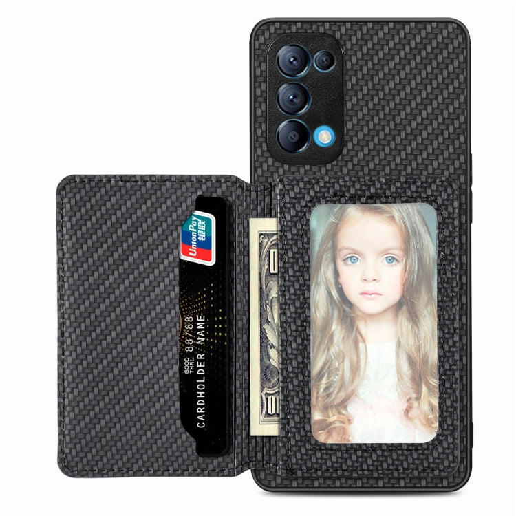 Carbon Fiber Magnetic Card Bag Phone Case, For OPPO Find X6, For OPPO Reno5 5G, For OPPO Reno7 5G, For OPPO Reno8 T 4G