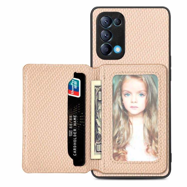 Carbon Fiber Magnetic Card Bag Phone Case, For OPPO Find X6, For OPPO Reno5 5G, For OPPO Reno7 5G, For OPPO Reno8 T 4G