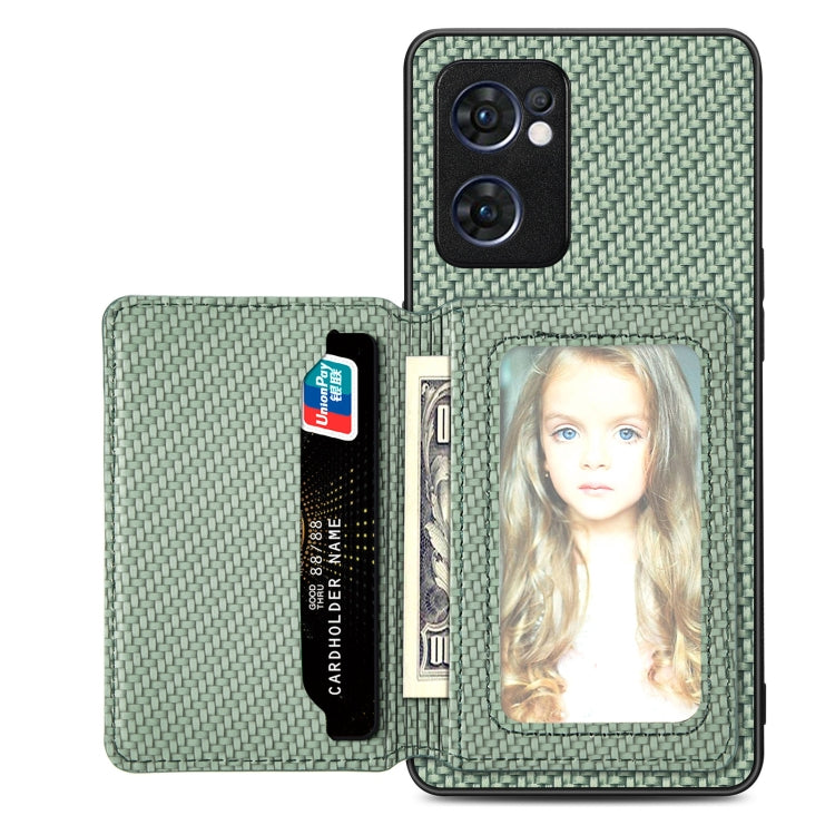 Carbon Fiber Magnetic Card Bag Phone Case, For OPPO Find X6, For OPPO Reno5 5G, For OPPO Reno7 5G, For OPPO Reno8 T 4G