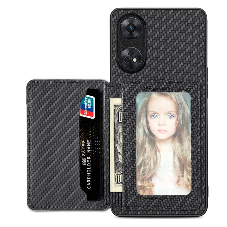 Carbon Fiber Magnetic Card Bag Phone Case, For OPPO Find X6, For OPPO Reno5 5G, For OPPO Reno7 5G, For OPPO Reno8 T 4G