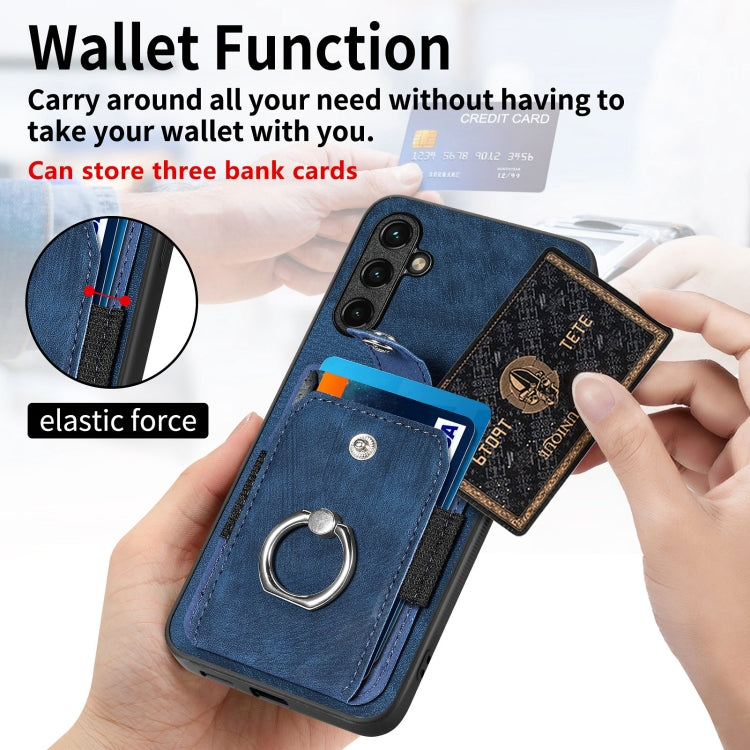 For Samsung Galaxy A14 5G Retro Skin-feel Ring Card Wallet Phone Case(Brown)