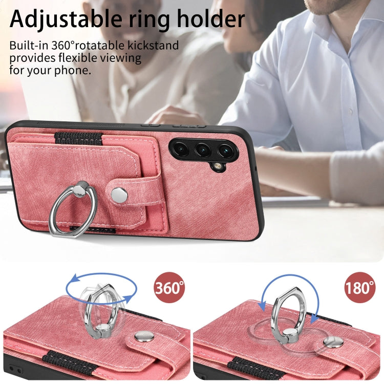 For Samsung Galaxy A14 5G Retro Skin-feel Ring Card Wallet Phone Case(Green)