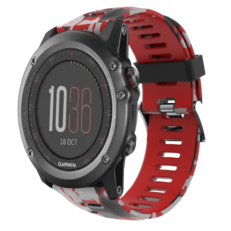 26mm Camouflage Printed Silicone Watch Band, For Garmin Fenix 5X Sapphire, For Garmin Fenix 5X Plus, For Garmin Fenix 3, For Garmin Fenix 3 HR