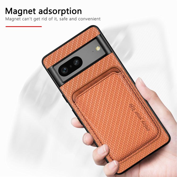Carbon Fiber Leather Card Magsafe Phone Case, For Google Pixel 9a, For Google Pixel 7 Pro, For Google Pixel 7, For Google Pixel 6