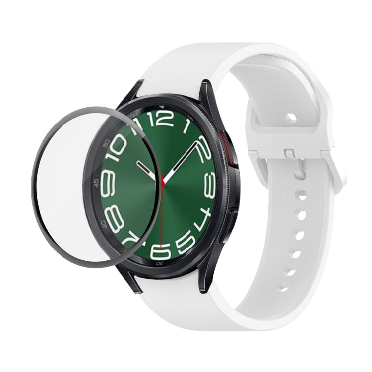 JUNSUNMAY Silicone Adjustable Strap + Full Coverage PMMA Screen Protector Kit, For Samsung Galaxy Watch6 Classic 43mm