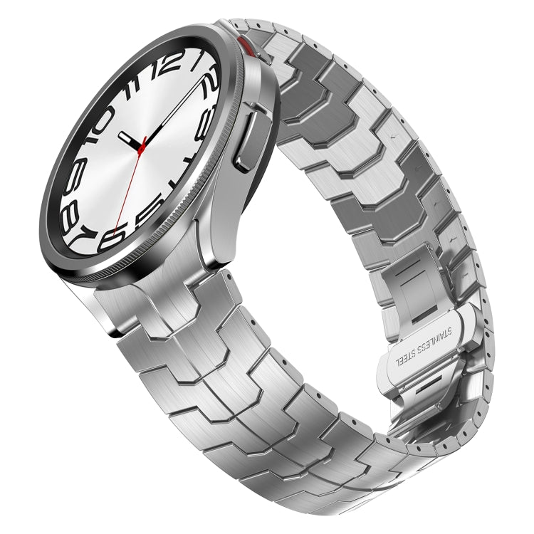 Lron Man Curved Connection Stainless Steel Watch Band, For Samsung Galaxy Watch6 Classic 43 / 47mm, For Samsung Galaxy Watch 6 40 / 44mm, For Samsung Galaxy Watch 5 40 / 44mm, For Samsung Galaxy Watch 5 Pro, For Samsung Galaxy Watch 4 40 / 44mm...