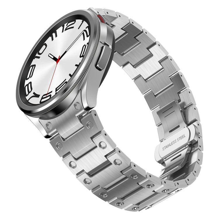 Dual Circle Curved Connection Stainless Steel Watch Band, For Samsung Galaxy Watch6 Classic 43 / 47mm, For Samsung Galaxy Watch 6 40 / 44mm, For Samsung Galaxy Watch 5 40 / 44mm, For Samsung Galaxy Watch 5 Pro, For Samsung Galaxy Watch 4 40 / 44mm...