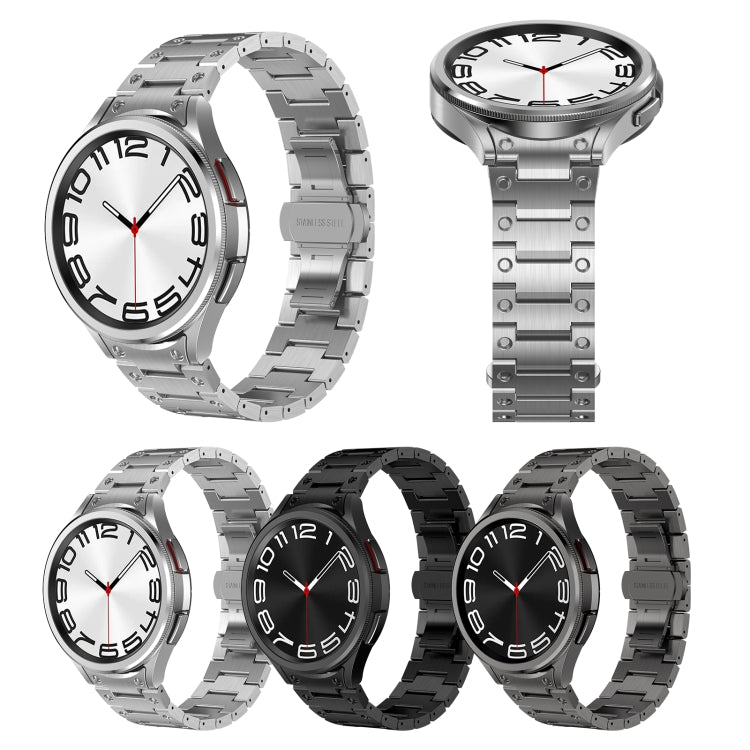 Dual Circle Curved Connection Stainless Steel Watch Band, For Samsung Galaxy Watch6 Classic 43 / 47mm, For Samsung Galaxy Watch 6 40 / 44mm, For Samsung Galaxy Watch 5 40 / 44mm, For Samsung Galaxy Watch 5 Pro, For Samsung Galaxy Watch 4 40 / 44mm...