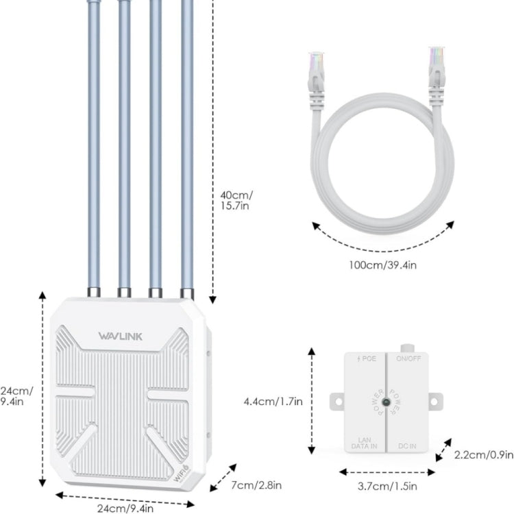 WAVLINK WN573HX3 AX3000 Waterproof Outdoor WiFi Wireless Outdoor Dual Band Router, US Plug, UK Plug, EU Plug, AU Plug