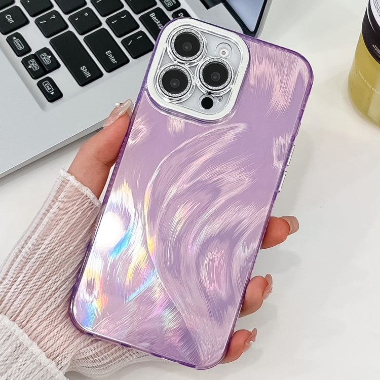 Plating Glitter Texture TPU Phone Case with Lens Film, For iPhone 15 Pro