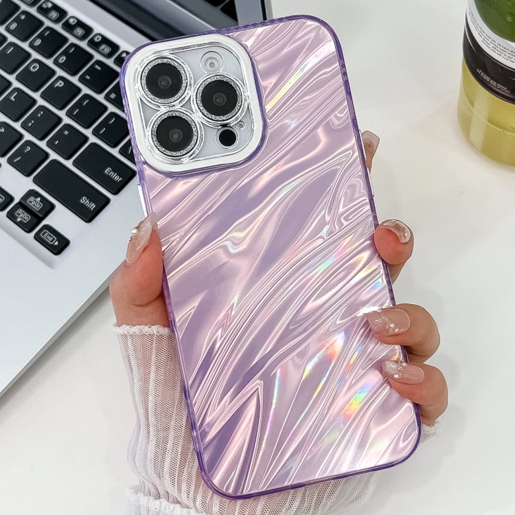 Plating Glitter Texture TPU Phone Case with Lens Film, For iPhone 15 Pro Max