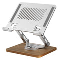 J27 Desktop Foldable Rotating Wooden Base Tablets Laptops Metal Cooling Holder, J27