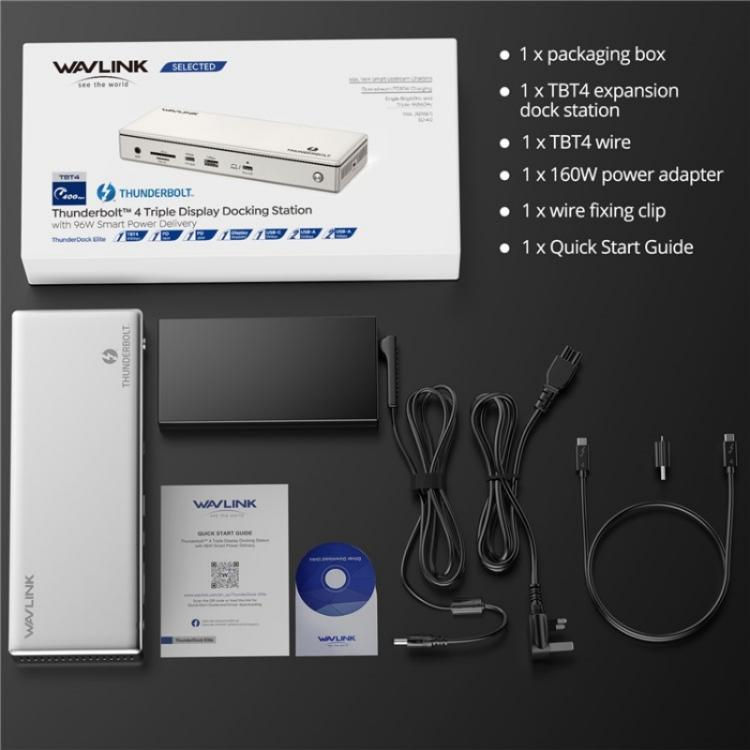 WAVLINK UTD45 96W Charging 8K / 4K Display Thunderbolt 4 Docking Station 13-in-1 Hub, US Plug, UK Plug, EU Plug, AU Plug