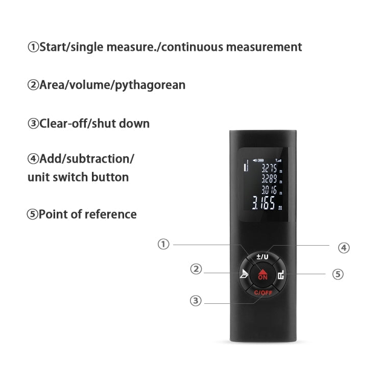 JQ-40 Mini Laser Distance Meter 40m Rechargeable Digital Handheld Laser Rangefinder Portable Laser Range Finder Build Measure