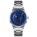 Skmei 9210 Fashion Trend Mens Business Wristwatch Simple Three-Dimensional Surface Waterproof Gold Quartz Watch Man(Silver Blue)