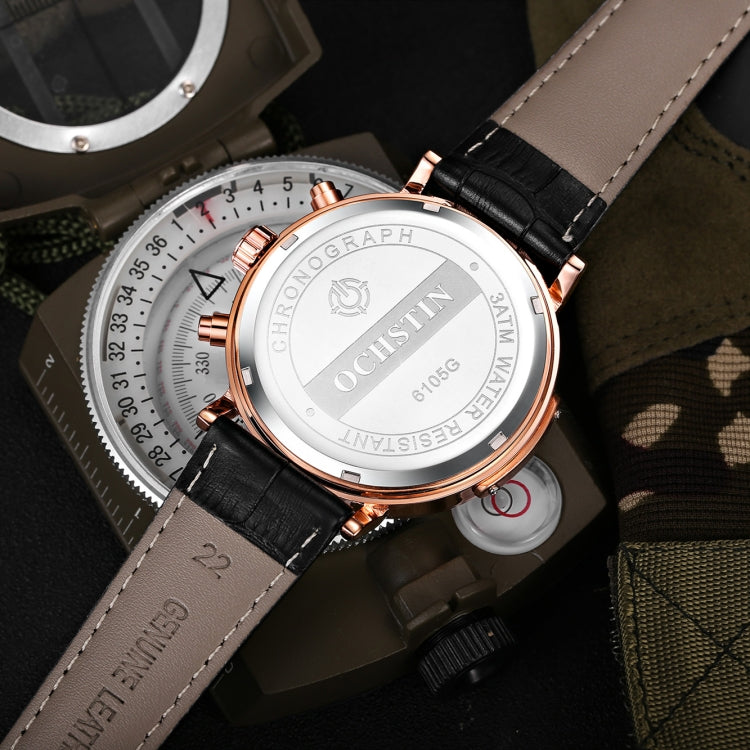 Ochstin 6105 Multi Function Watch Business Leisure Men  Watch Waterproof Timing Quartz Watch Belt Watch