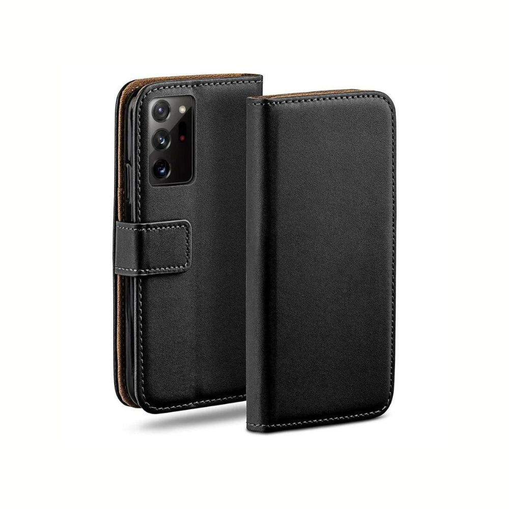 Samsung Galaxy Note 20 Book Flip Case Black Leather Wallet