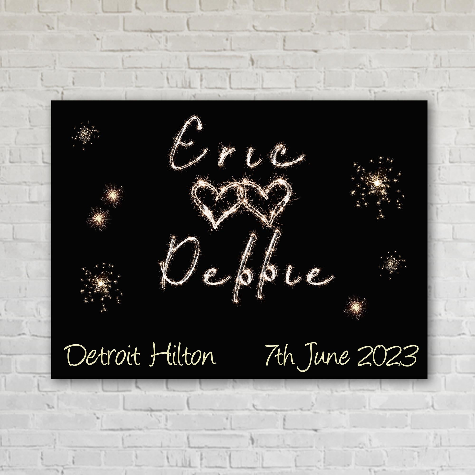 Sparkler Couples Names Custom Artwork