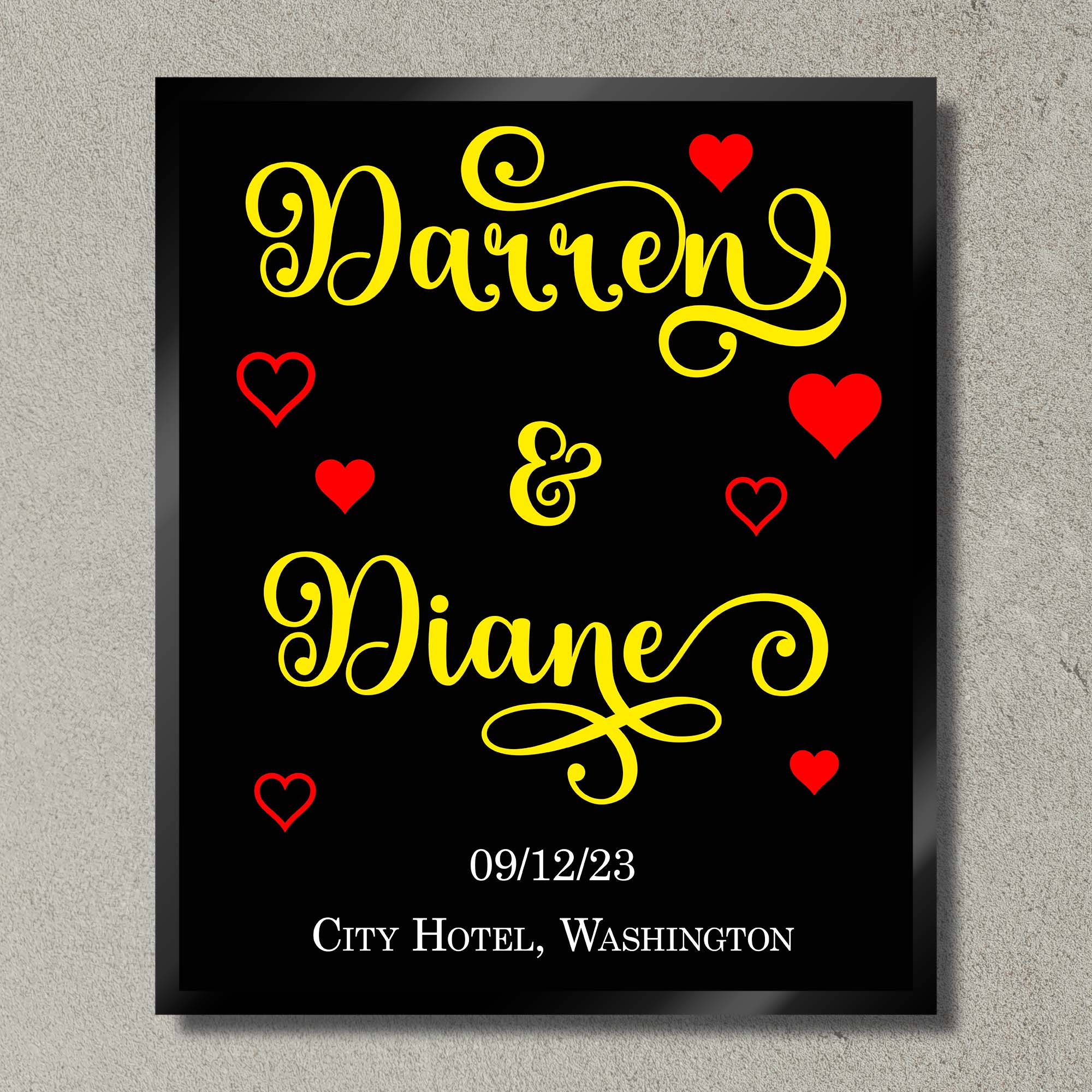 Illuminated Artwork "Couple in Love" with Personalisation