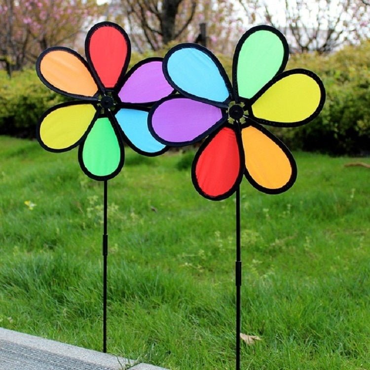Outdoor Cloth Black Side Six Color Windmill Children Toys Garden Decoration, Six Color Windmill