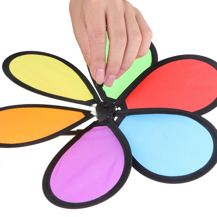 Outdoor Cloth Black Side Six Color Windmill Children Toys Garden Decoration, Six Color Windmill
