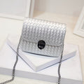 Chain Handbags Tide Small Square Package Women Shoulder Bag Messenger Bag(Silver)