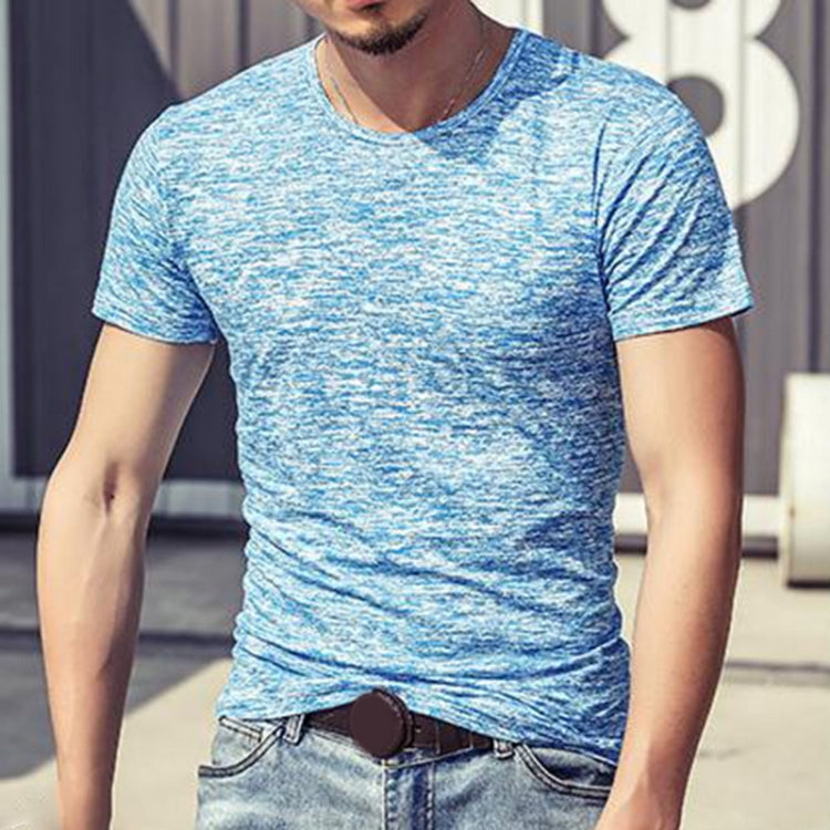 Tops Tees Casual Short Sleeve Pure T-shirts Clothes for Men, Size:L(Black)