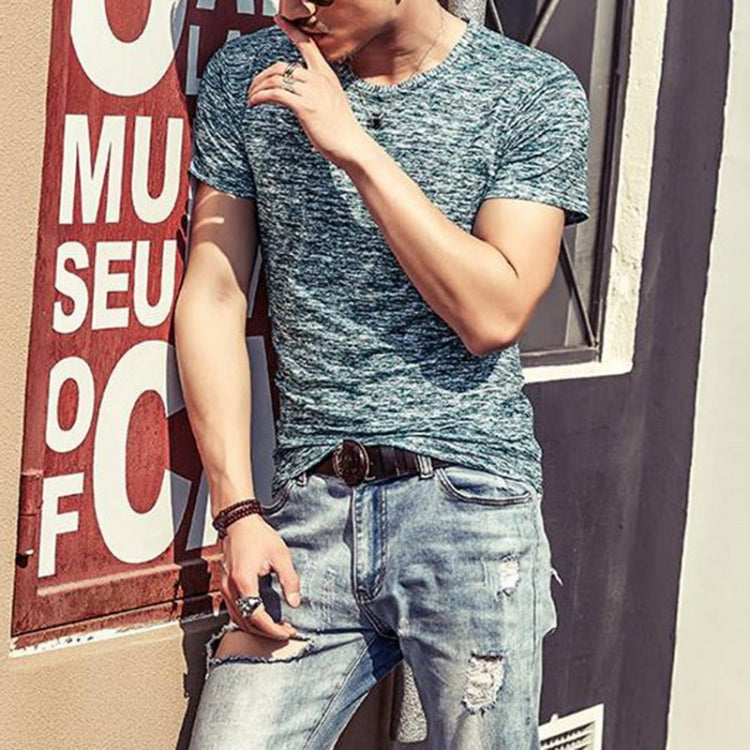 Tops Tees Casual Short Sleeve Pure T-shirts Clothes for Men, Size:L(Black)