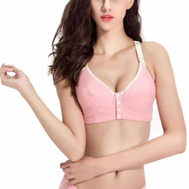 Cotton Nursing Bra Maternity Pregnancy Sports Nursing Breast Feeding Bras, Size:90B(Pink)